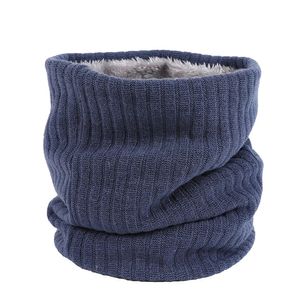 Winter Scarf Men Women Warm Knitted Ring Scarves Wool Fur Thick Children Neck Warmer Boys Girl Plush Scarf Collar 240110