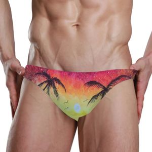 Rabatt Herren Bademode Unterwäsche Männer Badeanzüge Badehose Boxer Briefs Beachwear Sexy Palme Strand Shorts Hohe Qualität 240110