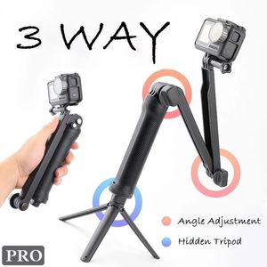 Monopods 3 Way Hand Grip Waterproof Monopod Selfie Stick Tripod Stand for GoPro Hero 11 10 9 8 7 6 Insta360 DJI Action Camera Accessories