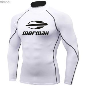 Homens camisetas Homens Swimsuit Natação T-shirt Praia Proteção UV Swimwear Rash Guard Manga Longa Surf Mergulho Maiô Surf T-shirt RashguardL240110