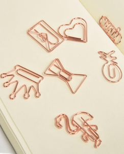 Creative Metal Paper Clips Rose Gold Crown Flamingo Paper Clips Bokmärke Memo Planner Clips School Office Stationery Supplies1251088