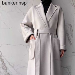 Lüks ceket maxmaras 101801 saf yün labbro çift taraflı saf kaşmir palto mizaç koyu gri açık gri tanrıça sonbahar ve kış uzun yünlü ceket izhhf