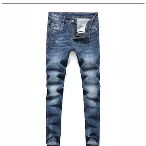 Męskie dżinsy Spring Slim Fit Straight Leg Blue Pants European and American Trendy Brand Bee Haftowe logo swobodne spodnie dla nastolatków 256