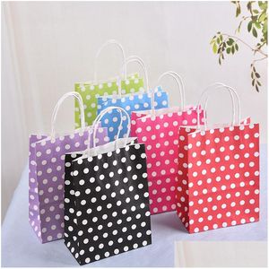 Storage Bags 1000Pcs Lovely Polka Dot Spotty Oil Paper Bags Snack Cake Fries Hamburger Portable Bag Wedding Party Favor Gift Drop Deli Dhhma