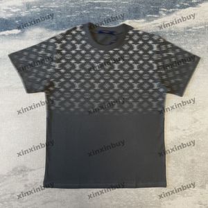 Xinxinbuy 2024 Erkekler Tasarımcı Tee T Shirt Gradyan Mektup Baskı 1854 Kadın Siyah Beyaz Gri Mavi Kırmızı XS-4XL
