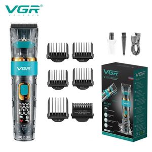 VGR Hair Trimmer Cordless Clippers Waterproof Hair Cutting Machine Adjustable Hair Clipper Transparent Trimmer for Men V-695 240110