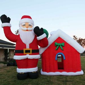 Hurtowa wysokiej jakości nowa design dekoracja na świeżym powietrzu nadmuchiwany dom Bożego Narodzenia, namiot Santa Claus, światło LED Santas Grotto