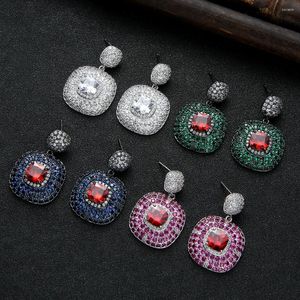 Dangle Earrings Super Luxury Cubic Zirconia Statement Drop For Women Bridal DUBAI Big Earring Jewelry Accessories E7732