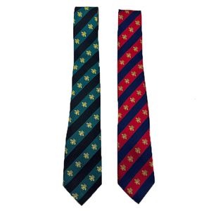 Мужской деловой галстук из 100% шелка, красно-зеленая пчела в диагональную полоску, галстук-лидер, родственники и старейшины, ежедневная вечеринка, 7 см 240109