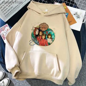 Moletons masculinos Moletons Spirited Away Hoodie Chihiro No Face Man Graphic Pulôver Unissex Casual Streetwear Outono Inverno Quente Moda Moletons T240110