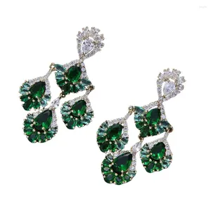 Dangle Earrings EVACANDIS Crystal Teardrop Green Handmade Gemstone Gold Plated Drop For Women Wedding Statement Birthstone