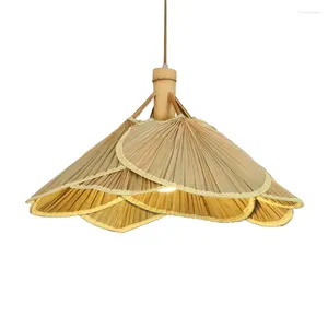 Pendant Lamps Hand-made Fan Lampshade Lights Southeast Asian Japanese Lantern Art Bamboo Room Restaurant Hanging Lighting