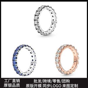 Designer Luxury Rings Pan Family Plating Silver Rows of Eternal Tense Rose Gold Blue Ring