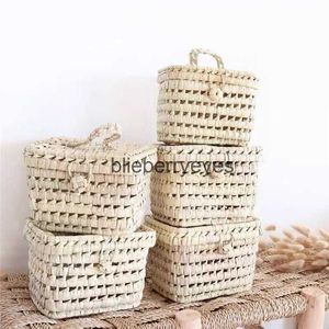 Totes Woven Japanese simple corn husk Str bag Box shape handbagblieberryeyes