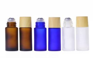 10ml Amber Blue Clear Frosted Glass Roll On Bottle Essential Oil Perfume Bottle Travel Dispenser Bottle Steel Roller Ball Wood Gra2058589