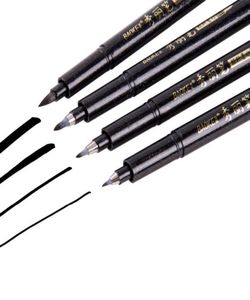 Baoke Quality 4pcs Black Color Signature Pen Calligraphy Pen Multi Function Crinting Art Markers Office School School Art Supplies3501893