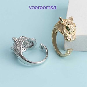 Carter Popüler Lüks Tasarımcı Yüzük Mikro Set Zirkon Leopard Head Ring Popüler Kişiselleştirilmiş Hayvan Bronz Orijinal Kutu PYJ 8HWZ İLE açık el dekorasyonu