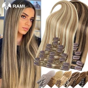 Women Human Hair 7pcs Clip w Remy Weft 100% dla Lady 1226 Natural Clips Hairpieces 240110