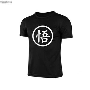 Homens camisetas Moda Goku Carta Impressa Camiseta Para Homens Harajuku Manga Curta Tee Tops Dos Desenhos Animados Anime Homens Casual T-shirtsL240110