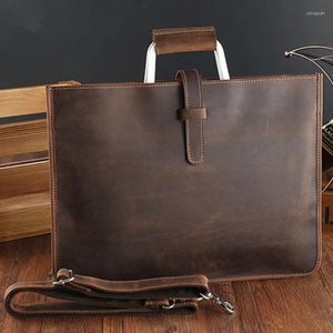 Briefcases Men's Retro Genuine Leather Men Messenger Bags Business Travel Laptop Briefcase Tote Cowhide Shoulder Bag Bolsa Maleta