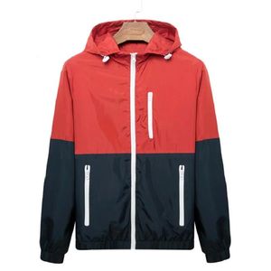 Jackor Windbreaker Men Casual Spring Autumn Lightweight Jacket 2022 Ny ankomst Huven Kontrast Color Zipper Up Jackets Outwear Cheap