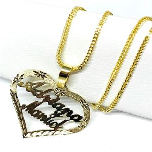 Collane Collana con nome a cuore personalizzato Gioielli personalizzati Doppi nomi Ciondolo in acciaio inossidabile Gioielli regalo per le donne