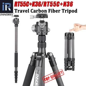 Monopods Innorel RT55C Professional Carbon Fiber Tripode Travel Compact Camera Tripode Video Monopod med bollhuvud Snabbutsläppsplatta