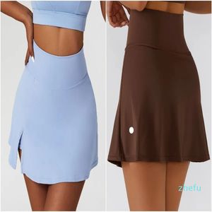 Womens Yoga Outfit High Waist Hot Tennis Skirts Exercise Skirt Cheerleaders Short Dresses Fitness Wear Girls Running Elastic Lined Pants Sportswear