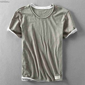 T-shirt da uomo Estate Moda Uomo Stile giapponese Bambù in cotone Tinta unita T-shirt a maniche corte Maschile Casual Semplice Morbida e sottile T-shirt biancaL240110