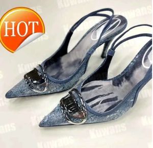 2024ss New D-Venus Denim Heels Slingback Womens Sandals Pumps D Kittie Canvas D Venus Beach Summer Luxury Designer womens High Heel 931