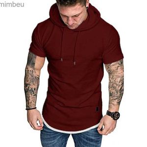 Men's T-Shirts Summer Casual Sports T Shirt Hoodies Clothing for Men 2023 New Men's Fashion Hooded Solid Color Short-Sleeved T-shirt MY073L240110