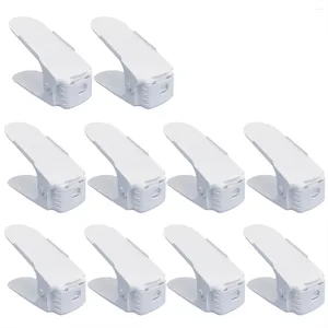 Kitchen Storage 10PCS Double Layer Space Saving Shoe Rack Holder Non-Slip Shoes Organiser Idea White