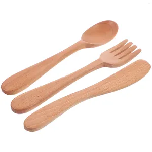 Forks 1 Set Kitchen Wood Dinnerware Tableware Western Household Cutlery Kit