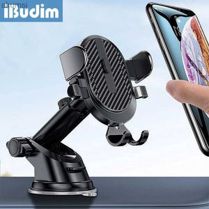 Mobiltelefonfästen innehavare Ibudim Universal Car Phone Holder Mobiltelefon Stand Sug Cup Phone Holder i Car GPS Mount Support för YQ240110