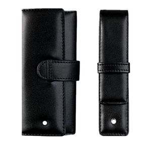 Kampanj Black Leather Pen Bag Office Stationery Fashion Pencil Case för Single Pen3156569