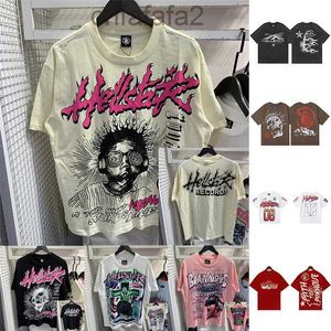 Hellstar T-Shirt Tasarımcı T Shirts Hip Hop Moda Grafik Tee Street Grafiti Yazı Folyo Baskı Vintage Siyah Gevşek Takım Boyutu S-XL J1UV