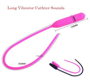 Sweet Magic Silicone PinkBlack Long Urethral Dilator Vibrator Penis Plug Dildo Vibrators Masturbat Catheter Sounds For Men Erotic7635349