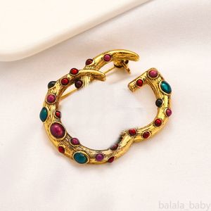 Vintage Brooch Designer Brooch Pin Brand Letter Colored Diamond Brooch Pins Women Jewelry Party Gift