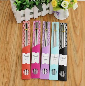 100Pairslot 200pcs East Meets West Stainless steel chopsticks Chinese style wed Wedding Function favors gifts express7274903