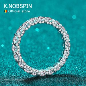 KNOBSPIN 2.5CT D Kadın Düğün Takı için Renk Yüzüğü Gra 925 Sterling Şerit Kaplama 18K Beyaz Altın Aly Bandı 240109