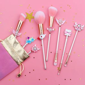 Brushes White Cardcaptor Sakura Makeup Brushes Set Tools Kit Eye Liner Shader Eye Shadow Shedding Powder Blush Soft Hair