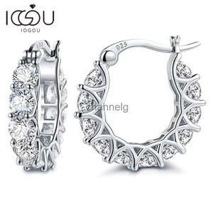Stud IOGOU D Moissanite Huggie Hoop Earrings for Women 2023 Trending Silver 925 Fine Jewelry 4.0mm Full Moissanite Diamond Earrings YQ240110
