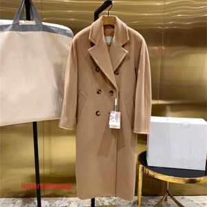 Maxmaras Women's Wrap Coat Camel Hair Coats Tang Jing's Same Style Zui Niuqiang Goods 2024 Winter Max101801 Double Breasted Medium Length Cashmere Wool Coat Mara RJJL