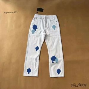 Chrome Jeans Mens Designer Make Old Washed Chrome raka byxor Hjärtbrev för kvinnor Män avslappnad lång lyxig 93
