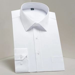 Camicia elegante a maniche lunghe standard da uomo taglie forti Camicia classica da uomo classica da lavoro bianca da lavoro a righe solide 240110