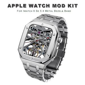 Accessoires Luxushülle+Riemen für Apple Watch Band Serie 7 45mm Metall Edelstahl Armband Correa Armband für iWatch 6 SE 5 44mm Band