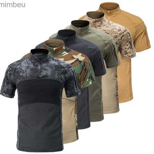 Men's T-Shirts Summer Short Sleeve Top Tees Men Oversized T-Shirt Quick Dry Tactical Military T Shirts Breathable Camo Cargo Shirt BlousesL240110