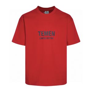 وصول جديد 24SS Europe بالإضافة إلى خطاب الحجم طباعة Red Tee Men T Shirt Spring Summer Women Excerize Street Skateboard Catton Cotton Tshirt 0110