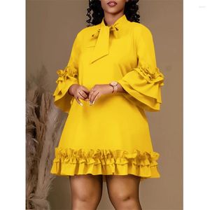 Roupas étnicas Chic Mulheres Festa Prom Vestido Puff Manga Grande Ruffle Mini Curto para Aniversário Mesmo Senhoras Africanas Grande Tamanho Outfits