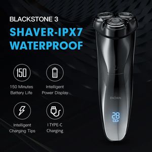 Enchen Electric Shaver 3D Blackstone 3 IPX7 Wodoodporny brzytwa mokra i sucha podwójne użycie brody cyfrowa bateria dla mężczyzn 240109